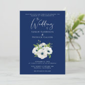 Invitation Mariage d'aquarelle bleu blanc de la marine modern (Debout devant)