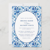 Invitation Mariage d'aquarelle bleu blanc moderne (Devant)