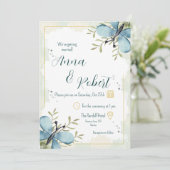 Invitation Mariage d'aquarelle Bleu clair (Debout devant)