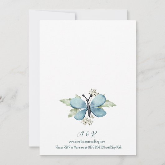 Invitation Mariage d'aquarelle Bleu clair (Dos)