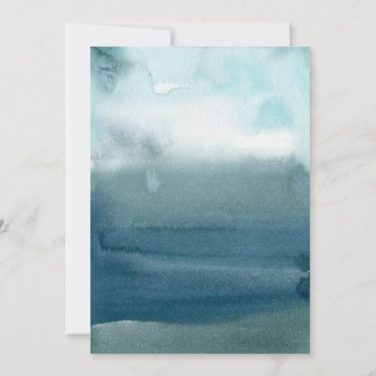 Invitation Mariage d'aquarelle bleu de plage moderne (Dos)