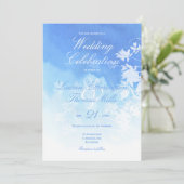 Invitation Mariage d'aquarelle bleu délicat (Debout devant)