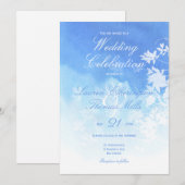Invitation Mariage d'aquarelle bleu délicat (Devant / Derrière)