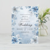 Invitation Mariage d'aquarelle bleu doux (Debout devant)