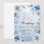 Invitation Mariage d'aquarelle bleu doux (Devant / Derrière)