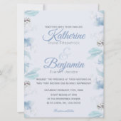 Invitation Mariage d'aquarelle bleu-duché (Devant)