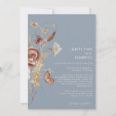 Invitation Mariage d'aquarelle bleu-dusty Fleur sauvage (Devant)