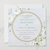 Invitation Mariage d'aquarelle bleu et blanc (Devant)
