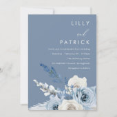 Invitation Mariage d'aquarelle bleu et blanc (Devant)