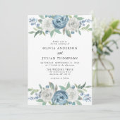 Invitation Mariage d'aquarelle bleu et blanc (Debout devant)