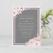 Invitation Mariage d'aquarelle bleu et gris (Debout devant)