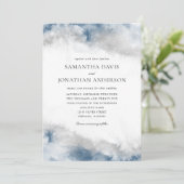 Invitation Mariage d'aquarelle bleu et gris Abstrait (Debout devant)