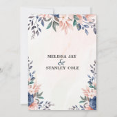 Invitation Mariage d'aquarelle bleu et rose pâle (Dos)