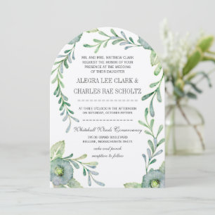 Invitation Mariage d'aquarelle bleu et vert rustique