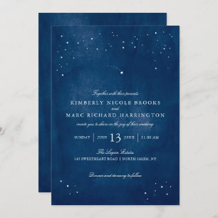 Invitation Mariage d'aquarelle bleu étoile