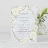 Invitation Mariage d'aquarelle bleu floral blanc (Debout devant)