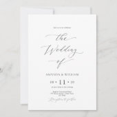 Invitation Mariage d'aquarelle bleu foncé (Devant)