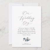 Invitation Mariage d'aquarelle bleu foncé (Dos)