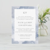 Invitation Mariage d'aquarelle bleu foncé (Debout devant)