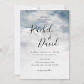 Invitation Mariage d'aquarelle bleu foncé (Devant)