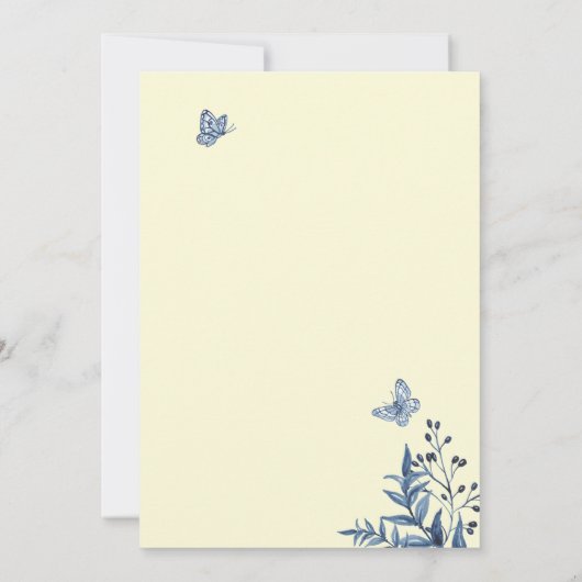 Invitation Mariage d'aquarelle bleu foncé, jaune pâle (Dos)