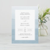 Invitation Mariage d'aquarelle bleu foncé moderne (Debout devant)
