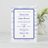 Invitation Mariage d'aquarelle bleu marine (Debout devant)