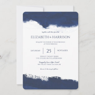 Invitation Mariage d'aquarelle bleu marine simple