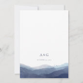 Invitation Mariage d'aquarelle bleu minimaliste (Dos)