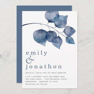 Invitation Mariage d'aquarelle bleu moderne