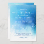 Invitation Mariage d'aquarelle bleu océan (Devant / Derrière)