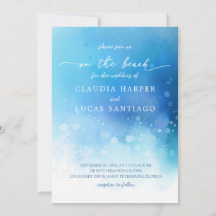 Invitation Mariage d'aquarelle bleu océan