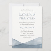 Invitation Mariage d'aquarelle bleu plongé (Devant)