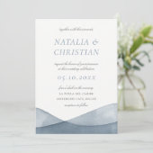 Invitation Mariage d'aquarelle bleu plongé (Debout devant)