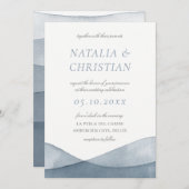 Invitation Mariage d'aquarelle bleu plongé (Devant / Derrière)