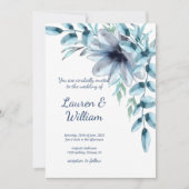 Invitation Mariage d'aquarelle bleu poussiéreux (Devant)
