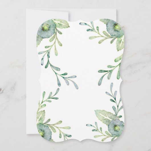 Invitation Mariage d'aquarelle bleu Serenity rustique (Dos)