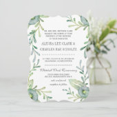 Invitation Mariage d'aquarelle bleu Serenity rustique (Debout devant)