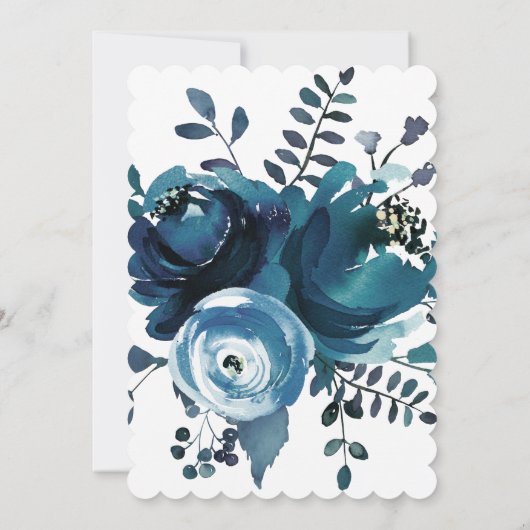 Invitation Mariage d'aquarelle bleu vintage (Dos)