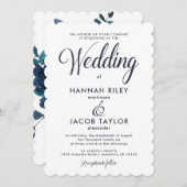 Invitation Mariage d'aquarelle bleu vintage (Devant / Derrière)