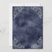 Invitation Mariage d'aquarelle bleu vintage Silver Navy (Dos)