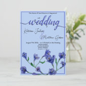 Invitation Mariage d'aquarelle bleu violet (Debout devant)