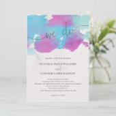 Invitation Mariage d'aquarelle bleu violet des rêves vifs (Debout devant)