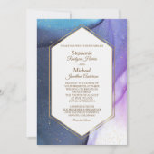 Invitation Mariage d'aquarelle bleu violet or Confetti (Devant)