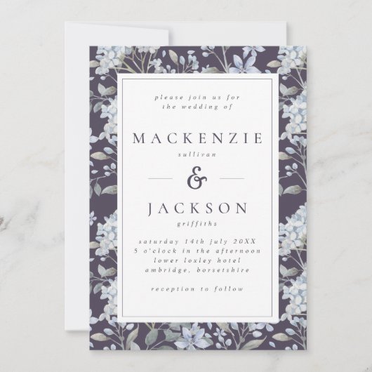 Invitation Mariage d'aquarelle Blue & Navy (Devant)