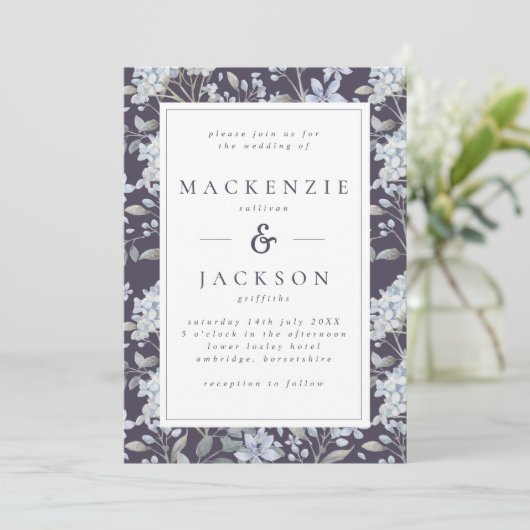 Invitation Mariage d'aquarelle Blue & Navy (Debout devant)