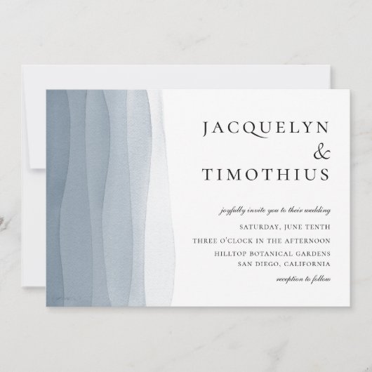 Invitation Mariage d'aquarelle Blue Ombre (Devant)