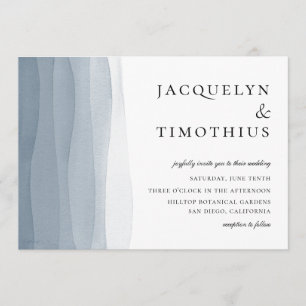 Invitation Mariage d'aquarelle Blue Ombre
