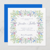 Invitation Mariage d'aquarelle boho fleurie moderne (Devant / Derrière)
