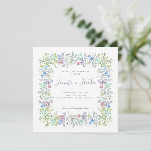 Invitation Mariage d'aquarelle boho fleurie moderne (Debout devant)